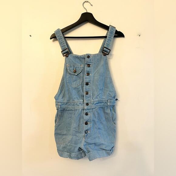 Vintage RARE hang ten 70s overalls denim short overalls summer sanfordized XS - Picture 1 of 11